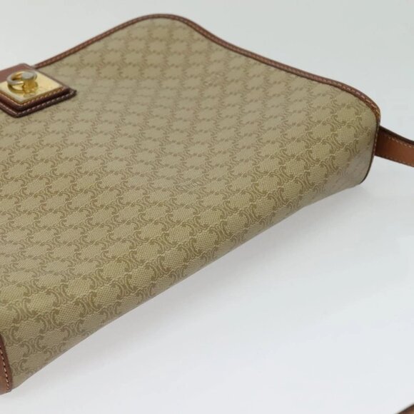 CELINE Macadam Canvas Shoulder Bag PVC Beige Gold Auth 120907 - Picture 7 of 16